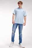 Camiseta manga corta naranja con bordado en frente