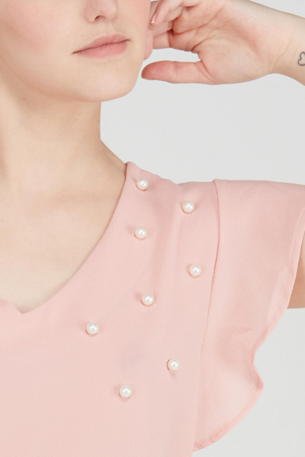BLUSA MANGA CON PERLAS
