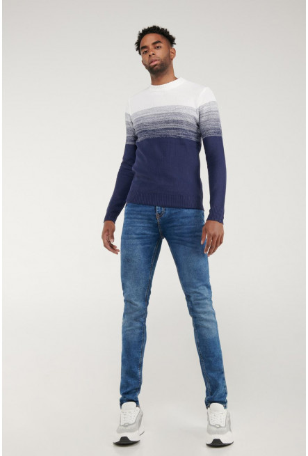 Suéter  cuello redondo en tono degradado