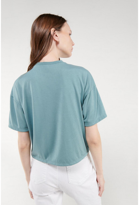 Camiseta, manga corta, cuello redondo, unicolor.
