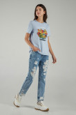 Camiseta manga corta estampado de CatDog.