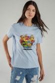 Camiseta manga corta estampado de CatDog.