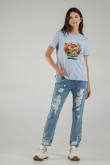 Camiseta manga corta estampado de CatDog.
