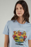 Camiseta manga corta estampado de CatDog.